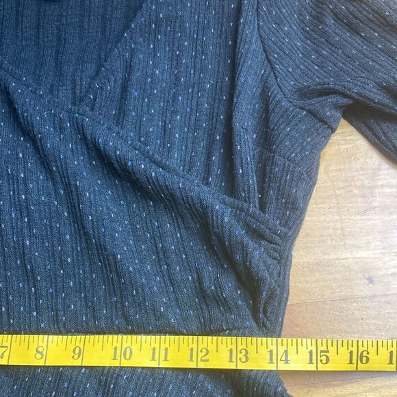 Modcloth Black Long Sleeve Polka Dot Knit Sweater Knee Length V-neck Dress Sz L - Picture 11 of 11